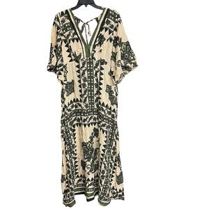 New CaCay V-neck Paisley Open Back Dress‎